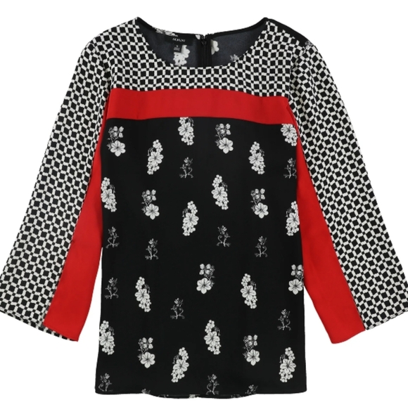 Alfani Floral Patterned - Black, White and Red Top - Picture 1 of 14